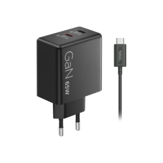 מטען כפול USB-C של לנובו בגודל 65W GaN